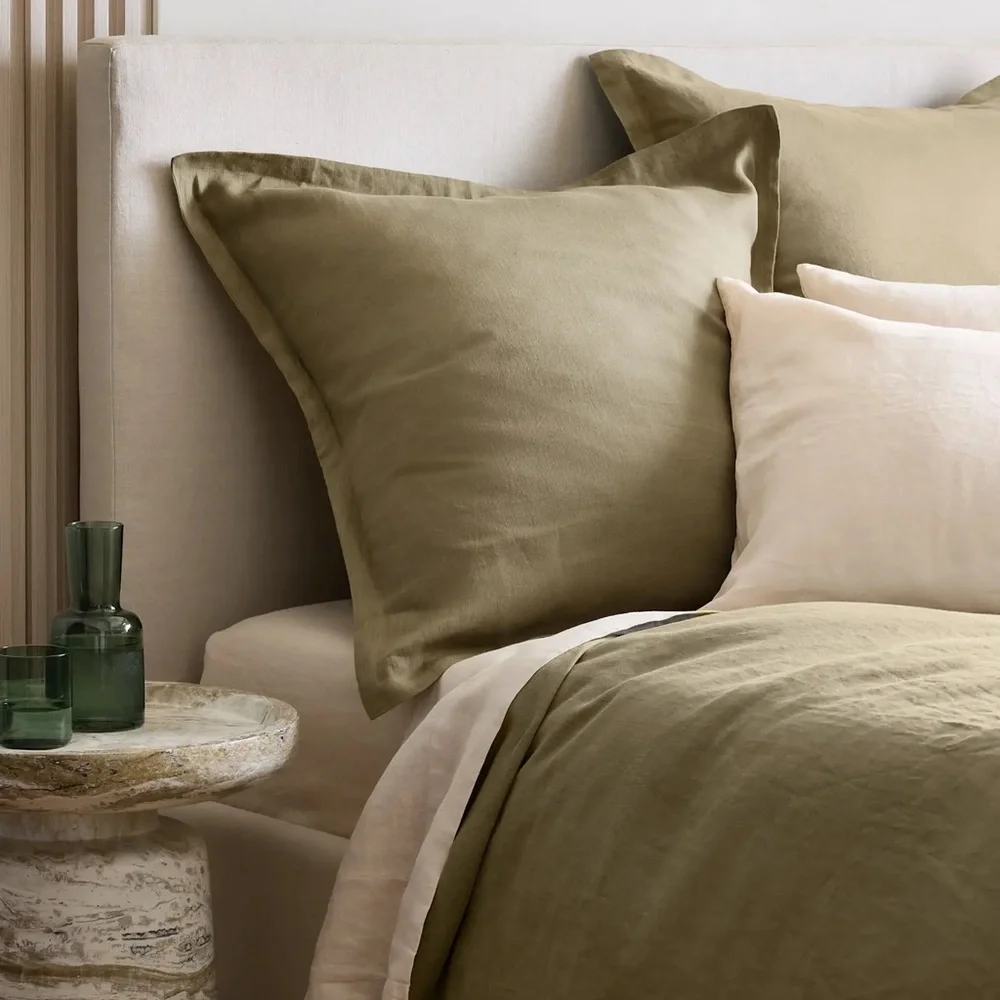 NWOT Quince European Linen Euro Shams Set of Two in Aloe